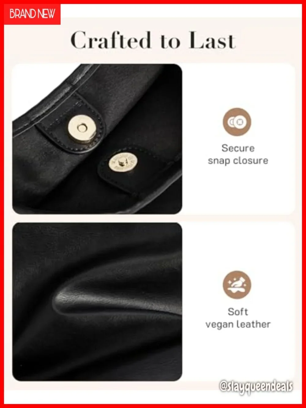 Vegan Leather Hobo Bag Purse for Women Soft Slouchy Shoulder Tote Crossbody